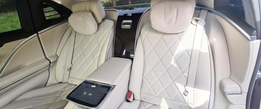 Mercedes-Maybach white quilted rear seats | The Noor Elite Maison Morocco